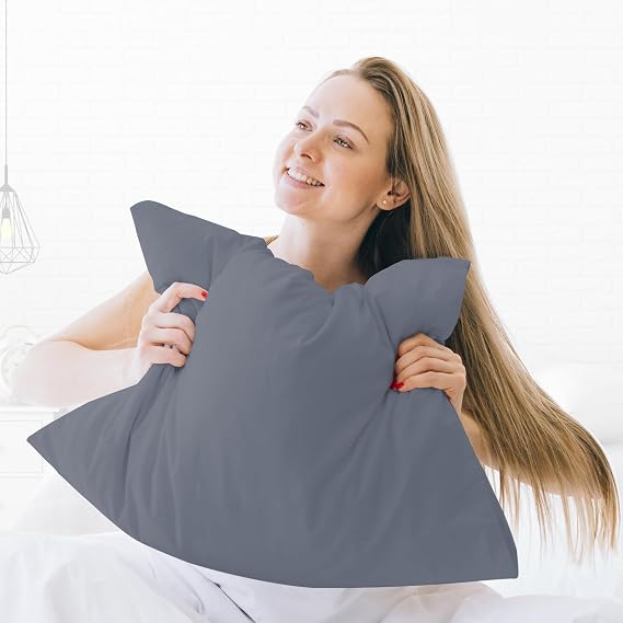 Pamposh Pillow Cases 2 Pack Super Soft Brushed Microfibre Pillow Covers Hypoallergenic Breathable Non Iron Envelope Closure Grey Pillow Cases
