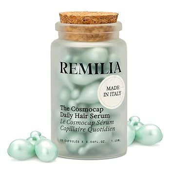 Remilia The Cosmocap Daily Hair Serum with Pro-Vitamin B5, Silk Protein & Keratin Amino Acids -Lightweight Capsules for Smoothness, Shine & Frizz Control - Salon-Inspired Daily Care - 30 Capsules