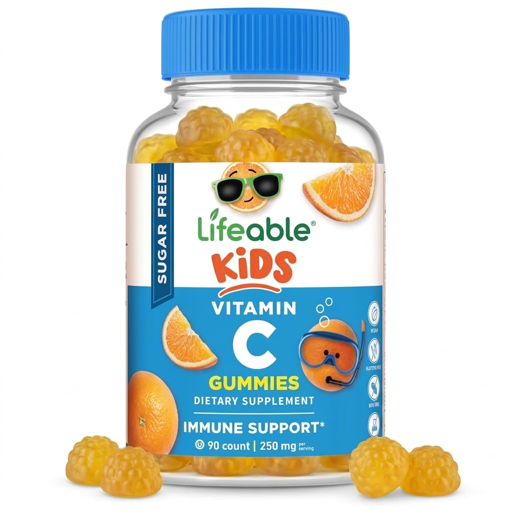 Lifeable Sugar Free Vitamin C for Kids – 250 mg – Great Tasting Natural Flavor Gummy Supplement – Vegetarian Chewable Vitamin – for Immune Support – for Children – 90 Gummies 90 Count (Pack of 1)