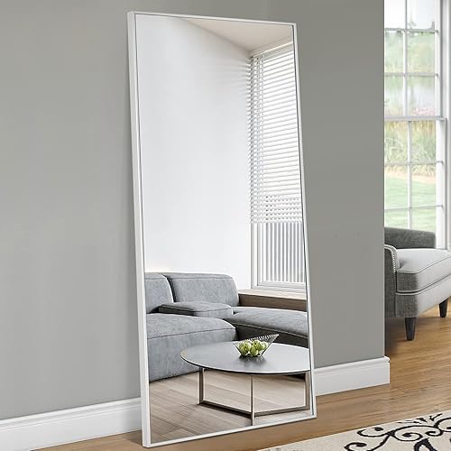 PexFix espejo rectangular de cuerpo entero, con marco de aleación de aluminio, espejo de piso y para pared, de pie, se puede inclinar y colgar, 59 x