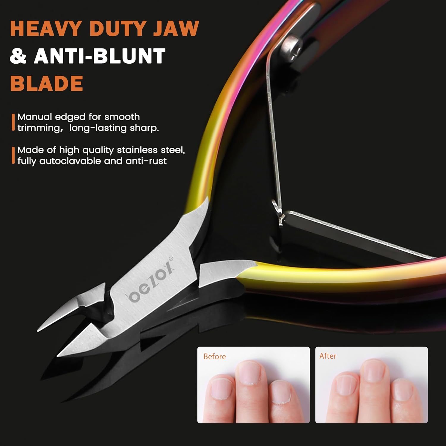 Profal Cuticle Clipper with Tip Cover, Rainbow Finish,