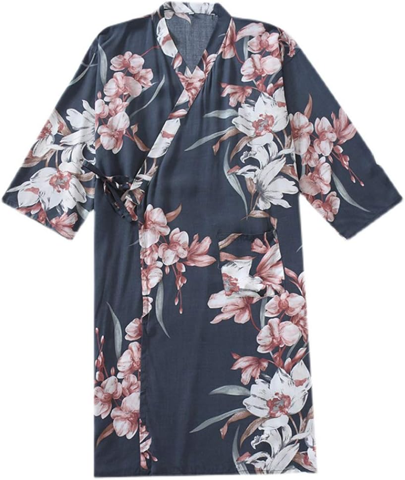 Elegant Japanese Women's Robe Dressing Gown Kimono Pajamas Nightgown[Size L,01]