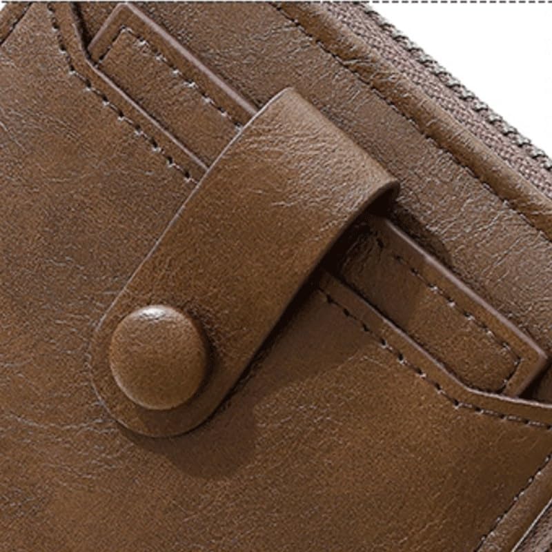 VIDI Men's Wallet Short PU Multi-card Slot Zipper Coin Purse