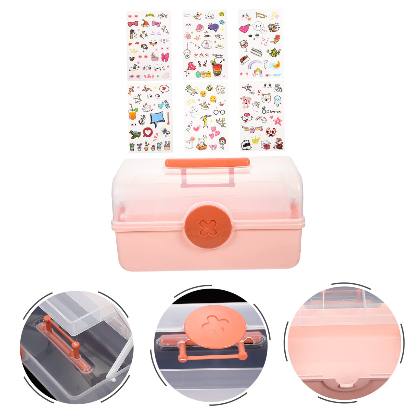 minkissy Haarschmuck Aufbewahrungsbox Rosa aus Kunststoff, Mehrstufig