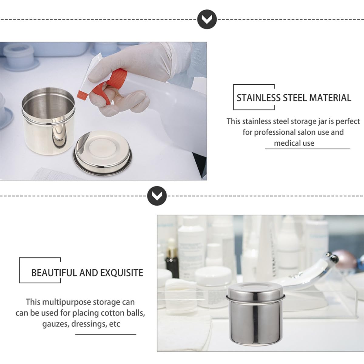 BESTOYARD 304 Stainless Steel Dressing Jar 8cm Thick Iodine-Resistant Unguent Container with Lid for Gauze and Cotton Balls Storage in Clinical and Professional Use
