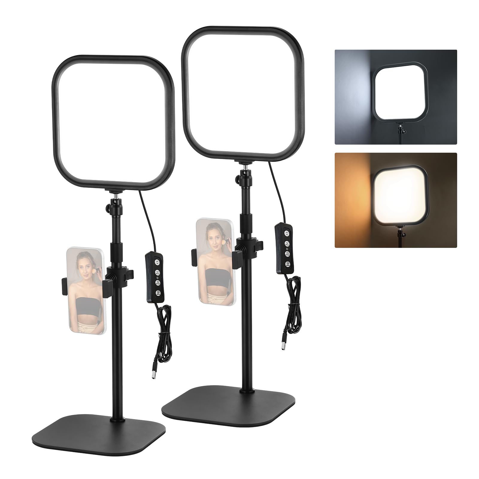 NEEWER Basics 2 Pack 10.8" Luz Video Conferencia Foco con Soporte/Soporte Móvil,15W Bi Color Edge Lit Full Screen Desk Light CRI95+ para Ordenador Portátil Webcam Zoom Calls Streaming Grabación, L220