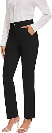 KICZOY Women's Business Straight Leg Dress Pants - Stretch Work Slacks