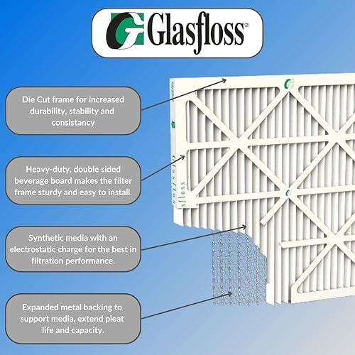 Miniatura 3 de Glasfloss Filtro de aire plisado de 20 x 24 x 1, serie ZL, MERV 10, tamaño real 19 12 x 23 12 x 78 (caja de 6)