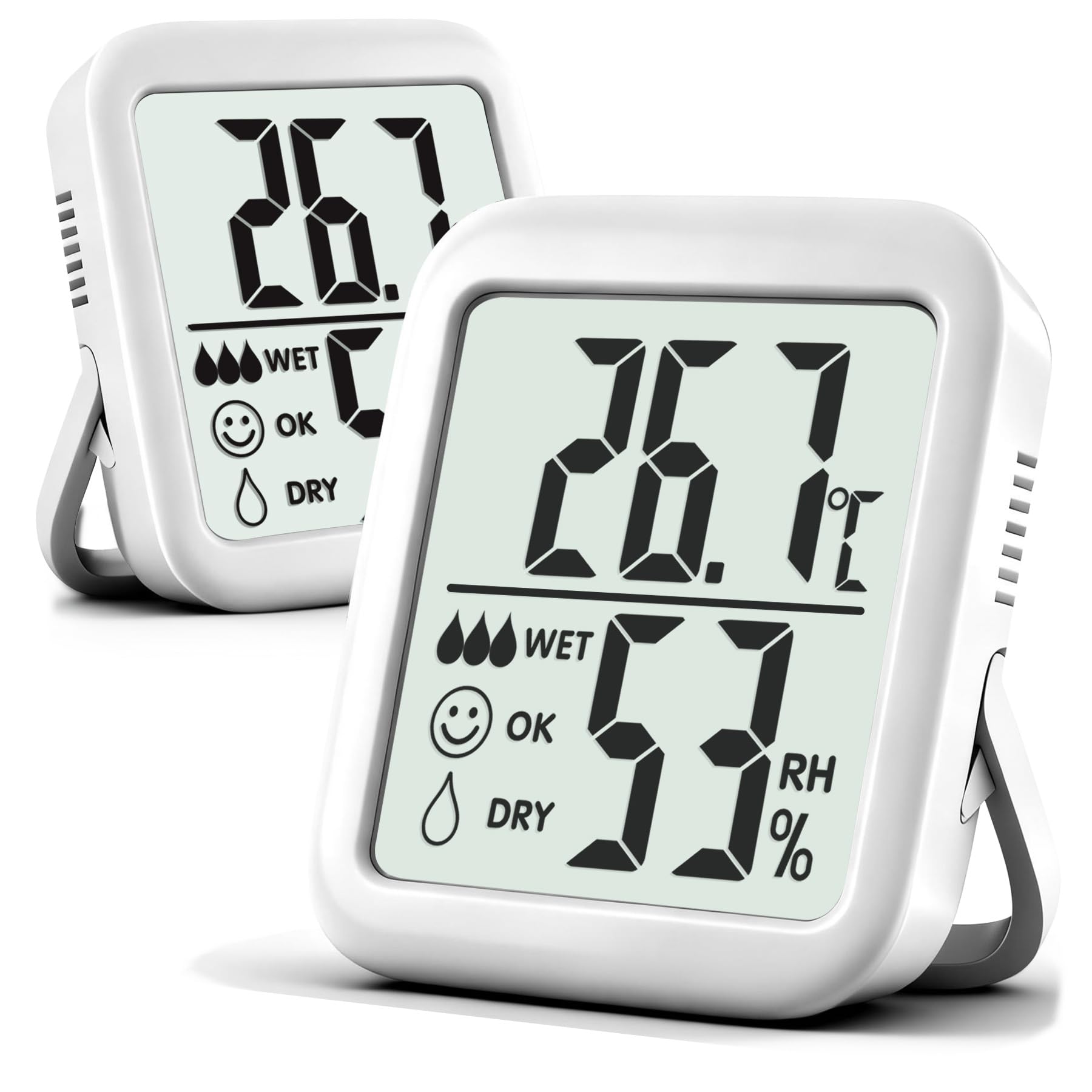 Antonki 2 Pack Room Thermometer for Home Indoor Hygrometer Humidity Meter Gauge Digital Temperature and Humidity Sensor Monitor for House Terrarium Incubator Greenhouse - Battery Included