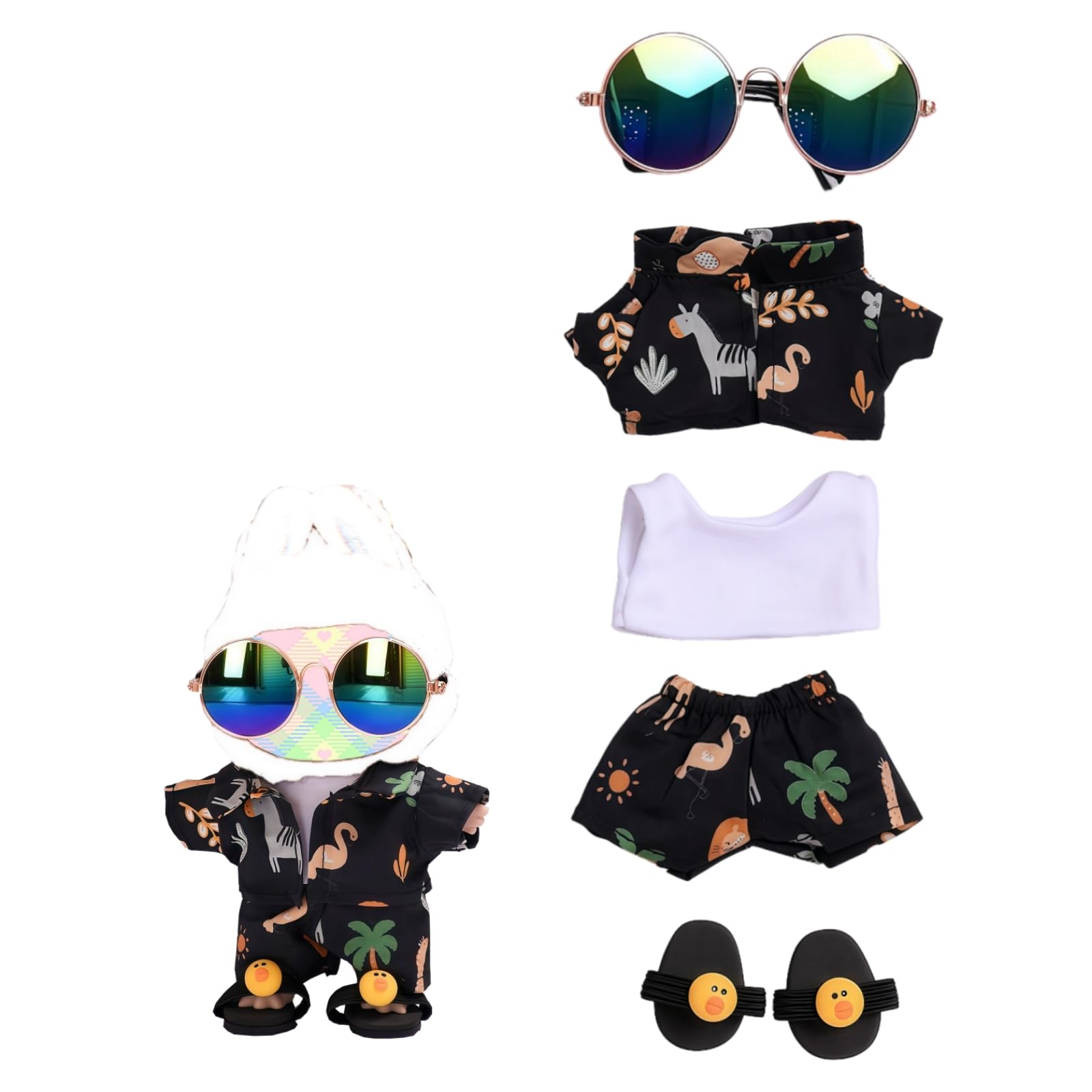 Clothes for Lu bubu 17cm Dolls(NO Doll) Outfit, Beach Suit Set Accessories 5 Pieces Suitable for 17cm Dolls, Casual Style Dolls Clothing Set