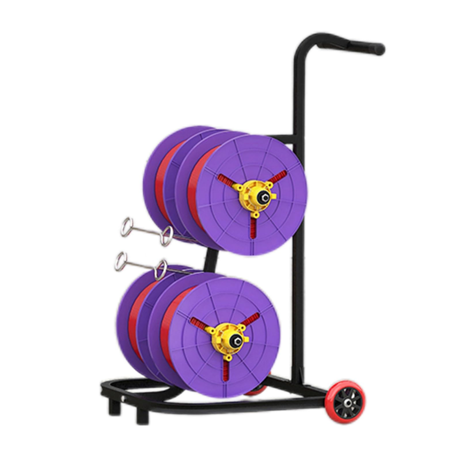 ZFUCMAYL 4/6/8 Reel Wire Spool Rack,Transportable Cable Caddy,Reel Holder/Dispenser with Wheels,Independent Bearing for Industrial and Retail Use(4 Reel)
