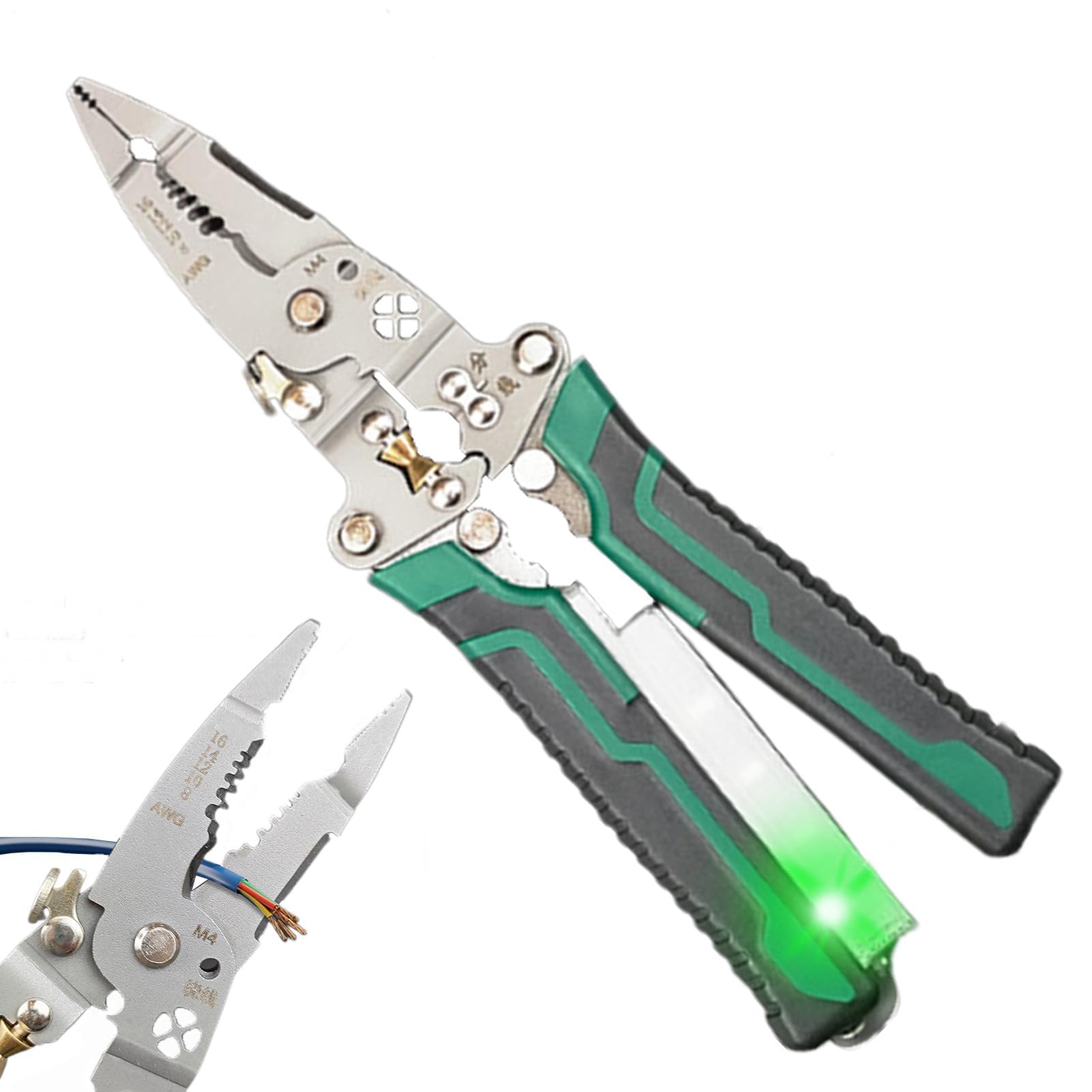 Pinza spelafili, tronchese e crimpatrice per terminali con Impugnatura ergonomica per elettricisti, Manutenzione Industriale e bricolage.