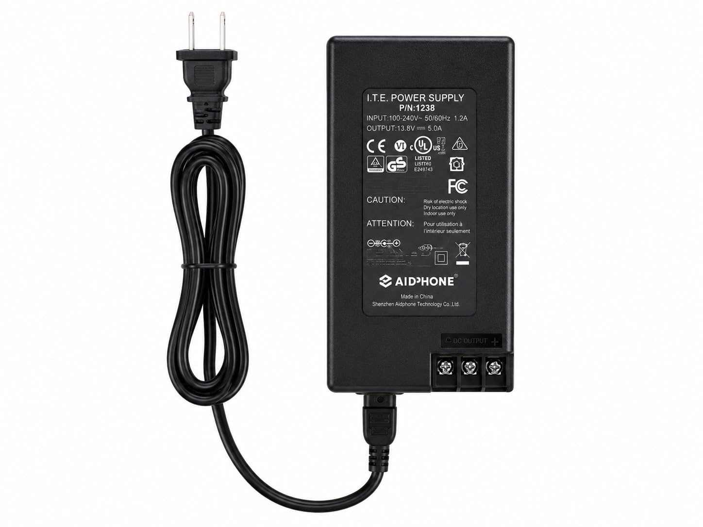 Aiphone PS-1208UL 12V DC 0.8 Amp Power Supply – UL Listed