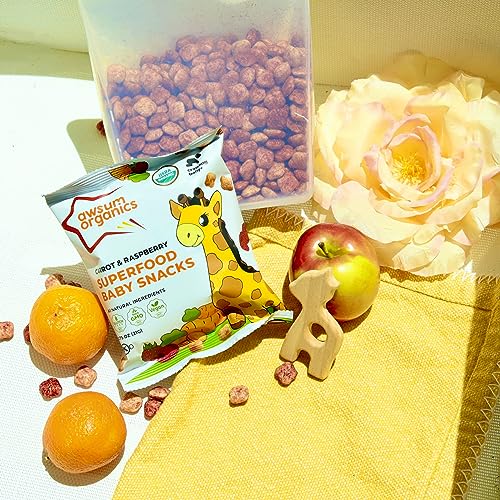 Awsum Organics Baby Snacks - Happy Healthy Baby Food - Snack for babies - Vegan Kosher Gluten Free - Natural Plant Based Protein Puffs - Non-Allergy - No Added Sugar - Variety Pack (4 0.75 Oz Bags) - Thumbnail 5
