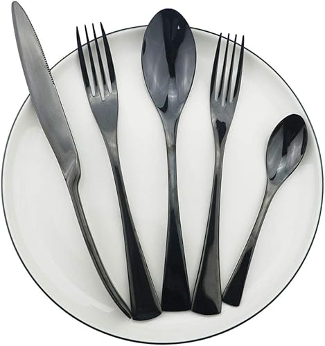 Miniatura 5 de JASHII Juego de cubiertos de cuchara de mesa con acabado brillante, 8 piezas de acero inoxidable pesado, juego de utensilios de cocina para 8,