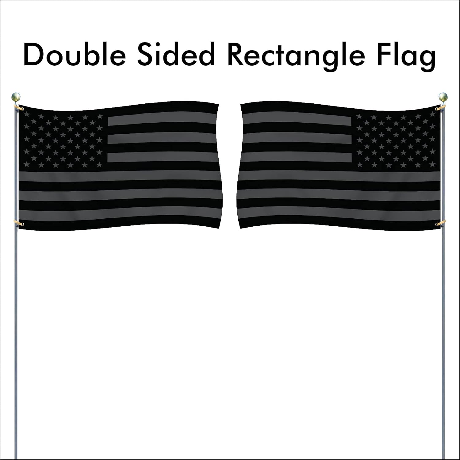 BANNER BUZZ MAKE IT VISIBLE Black American Flag Grey Stars Heavy Duty Knitted Fabric US FLAGS – UV Resistant Perfect for Indoor Outdoor Yard Home Decor (5’ X 3’ with grommets on left (Double Sided)