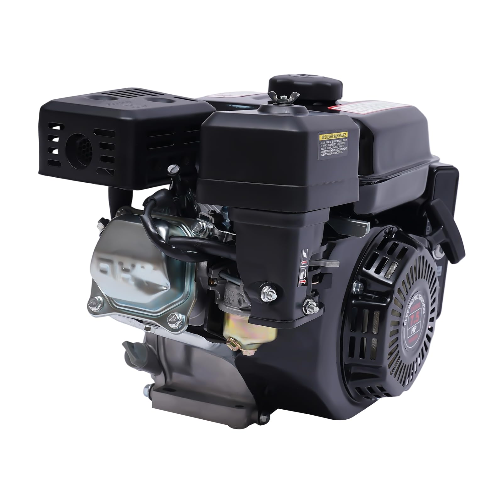 Motor de gasolina de 7,5 CV de 4 tiempos de 210 cc con arranque eléctrico o manual – Motor de 3600 rpm con sistema de alerta de aceite y silenciador para hidrolimpiadora, hormigonera, soplador de
