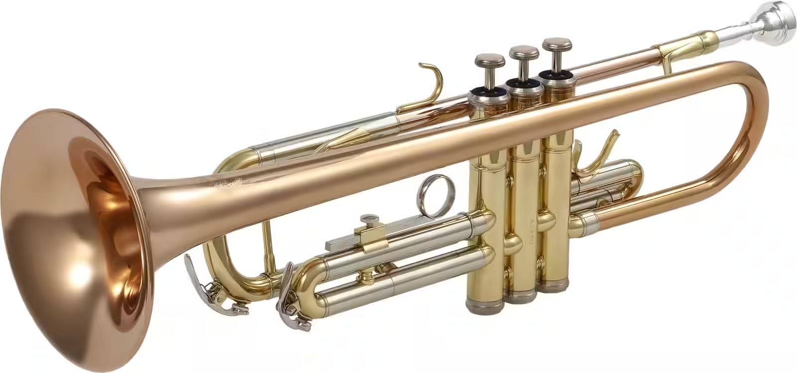 Woodbrass WTP400 – Trompeta Si barnizada – Pabellón de cobre rosa – Instrumento principiante listo para jugar, 3 pistones Monel, mochila y boquilla incluida – Conservatorio Fanfare Concert