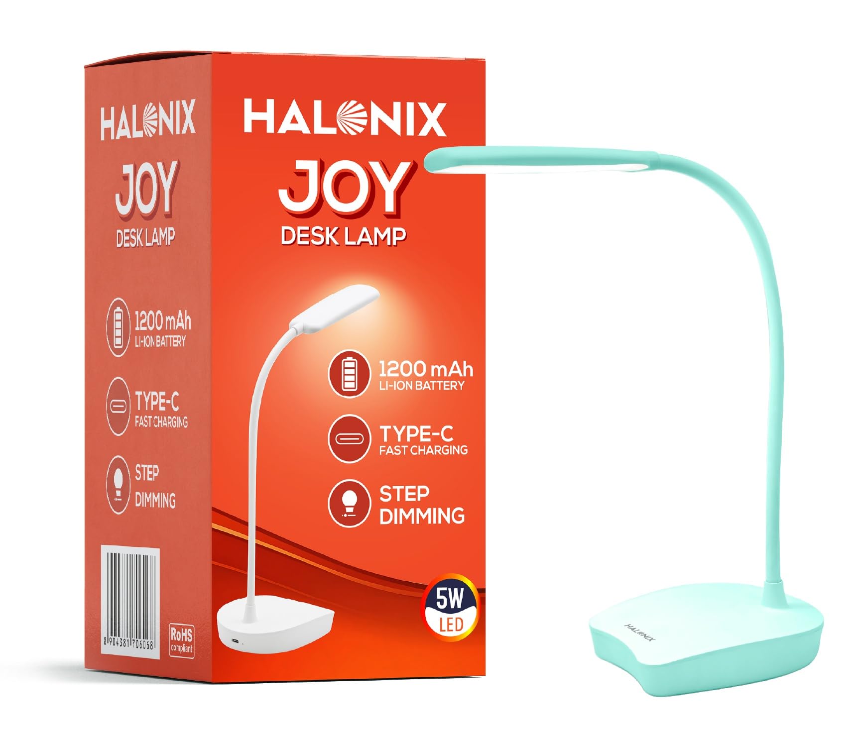 Halonix Joy Rechargeable Desk Lamp with C-Type Charging | LED Study Table Lamp with Step Dimming | Li-ion Battery | Portable Eye-Care Light for Study, Work & Home Use-image-29