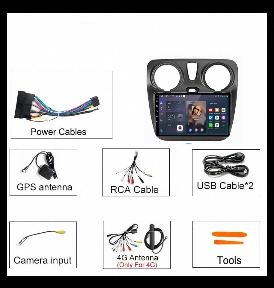 Carplay coche Renault Dokker 2012-2020 con pantalla táctil, cámara trasera y Bluetooth 2G+32G 7