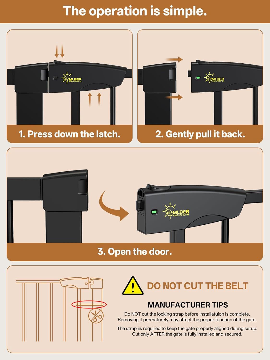 Baby Gate for Indoor Stairs & Doorways: Wide Expandable 27.9-42.1" Metal Safety Gate - Toddler Pets 30" Tall Dog Gate with Easy Install Pressure Mount Dual Lock & 2-Way Swing, Black.