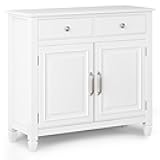 SIMPLIHOME Connaught 40-inch Wide Solid Wood Storage Cabinet in White for Entryway, Living Room, Organizer for Hats, Gloves, Shoes, Keys, Slim Design, Traditional Style
