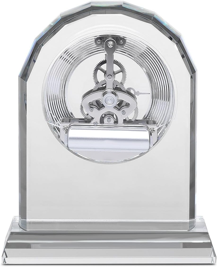 Executive Gift Shoppe | Custom Engraved Solid Crystal Personalized Quartz Clock with Arched Top