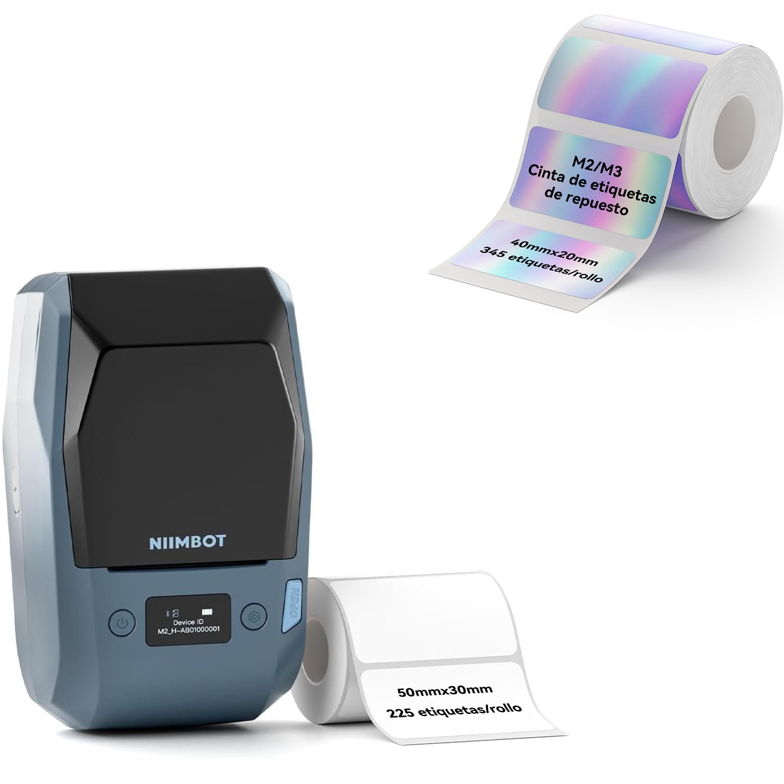 NIIMBOT M2 Étiqueteuse pour Étiquettes Transfert Thermique avec 1 Rouleau 40x20 mm