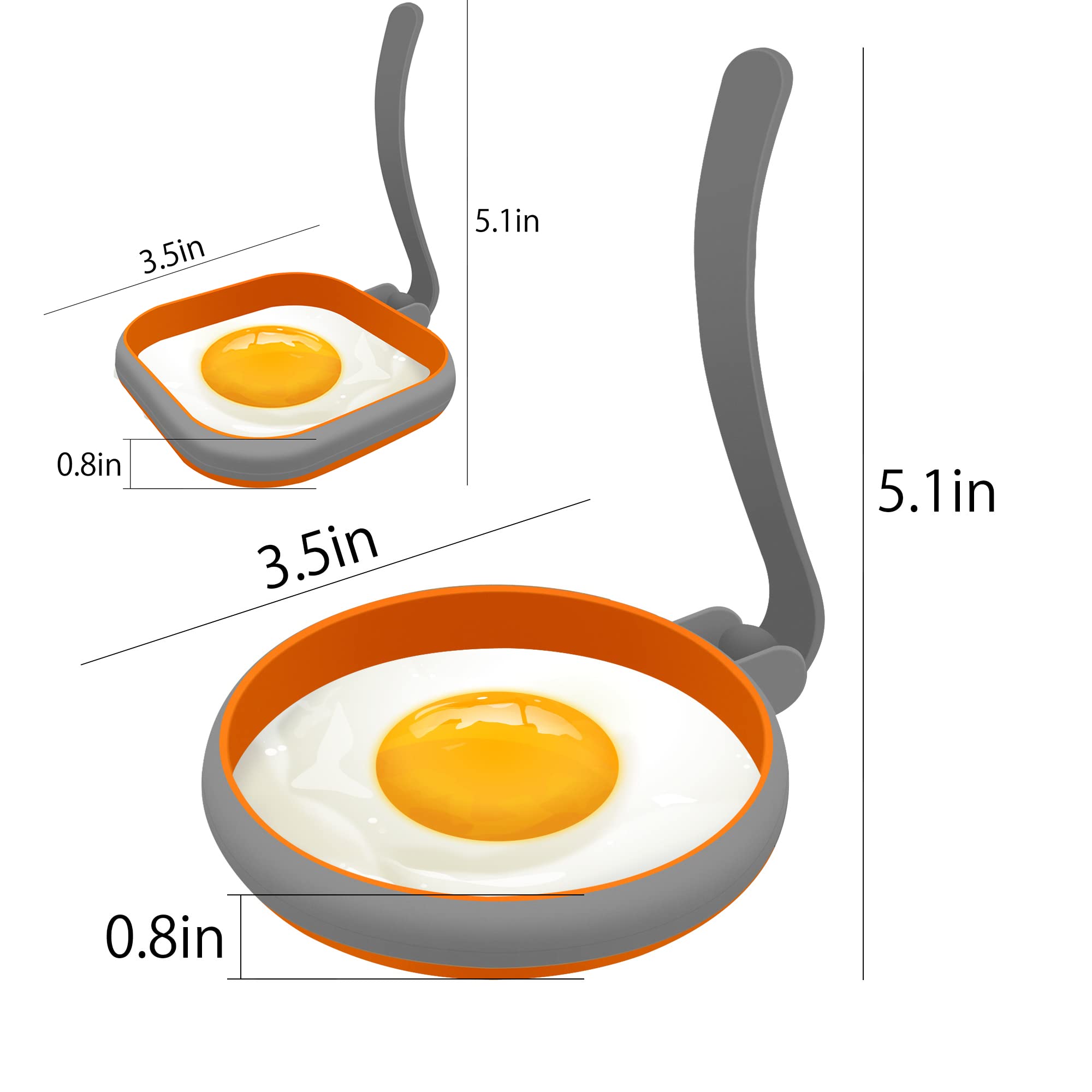 Moldes de silicona para huevos, moldes para panqueques para niños, anillos de silicona para huevos, paquete de 4 para freír huevos, anillos de silicona antiadherentes para hacer panqueques 5