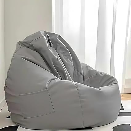 KAM'S LIEU Faux Leather 4XL Bean Bag Cover (Withouit Beans) Only Color- (Grey)