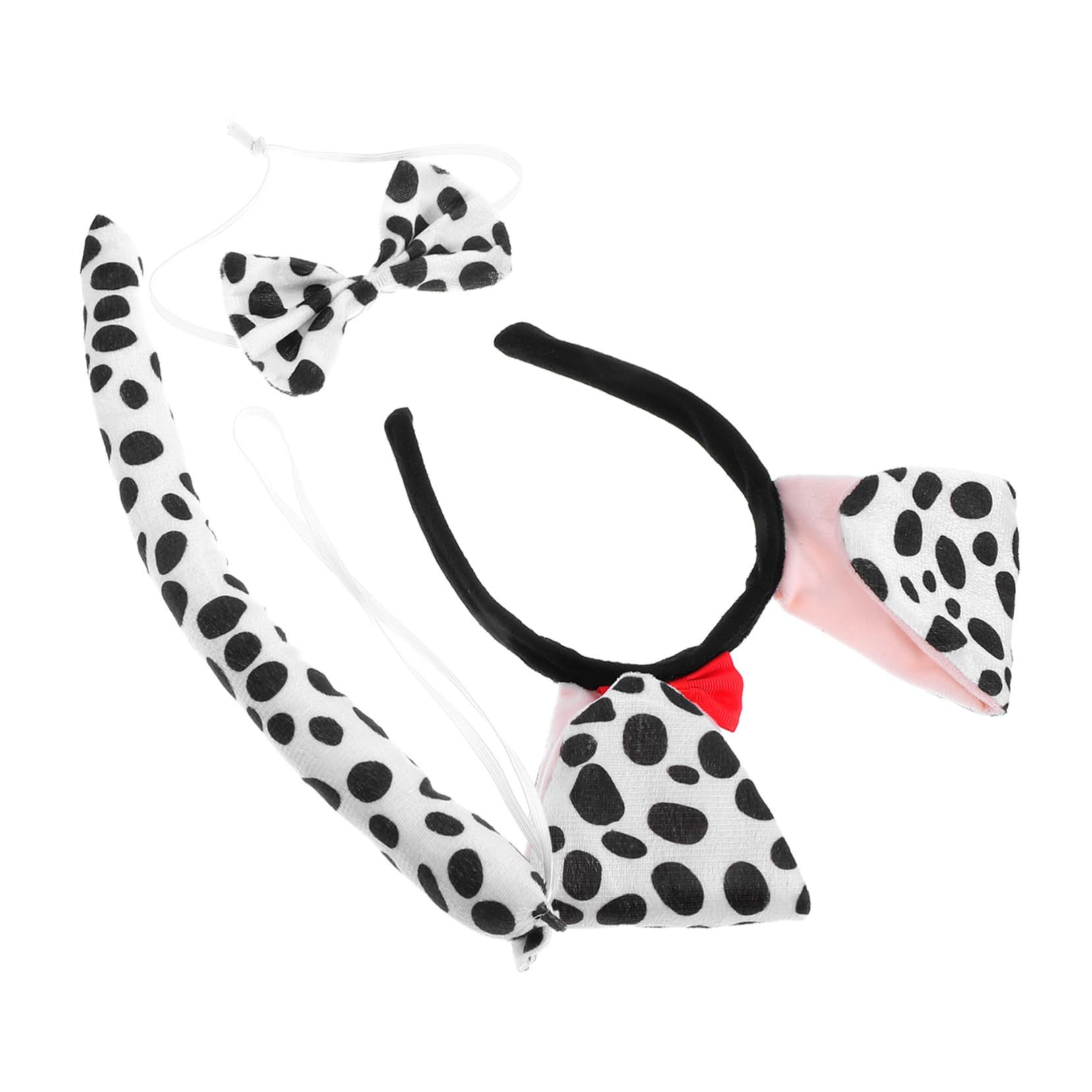 VANZACK 1Set Cute Dalmatian Headband with Bow Tie and Tail Adorable Puppy Costume Accessories for Dress Up Parties and Cosplay Fun