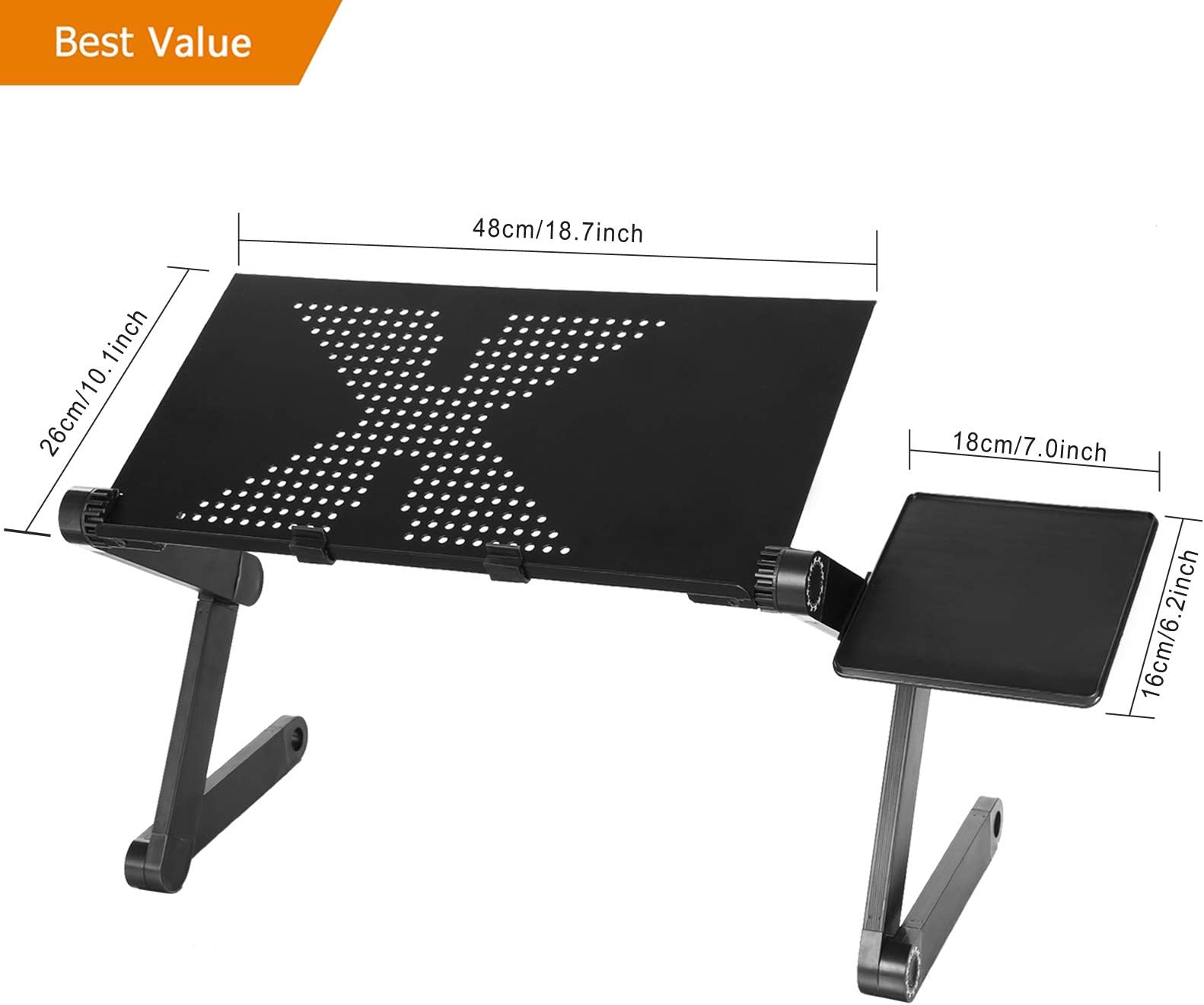 Domtie Folding Laptop Stands Table with Mouse Board 360 Degree Adjustable Alloy Notebook Stands