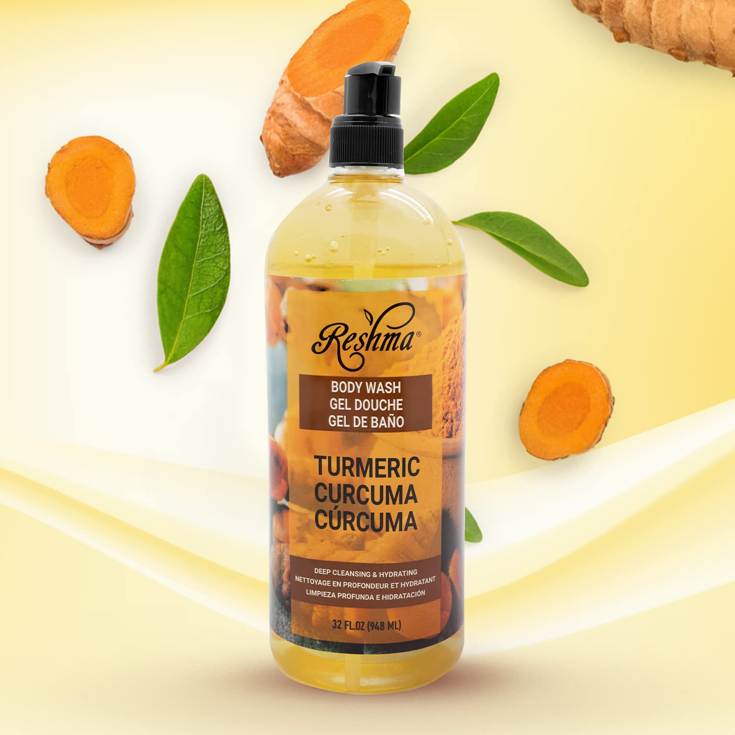 Reshma Beauty Turmeric Body Wash | Body Wash for All Skin Types & Dull Skin | Gentle Bath Wash| Hydrating & Cleansing| For Daily Use - Cruelty Free (Pack of 1), 32 fl.oz - Image 2