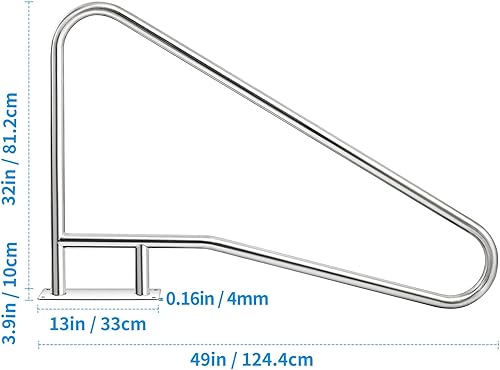 Miniatura 9 de Barandilla de piscina de 39 x 30 pulgadas, acero inoxidable 304, capacidad de carga de 250 libras, color plateado, a prueba de óxido, barandilla