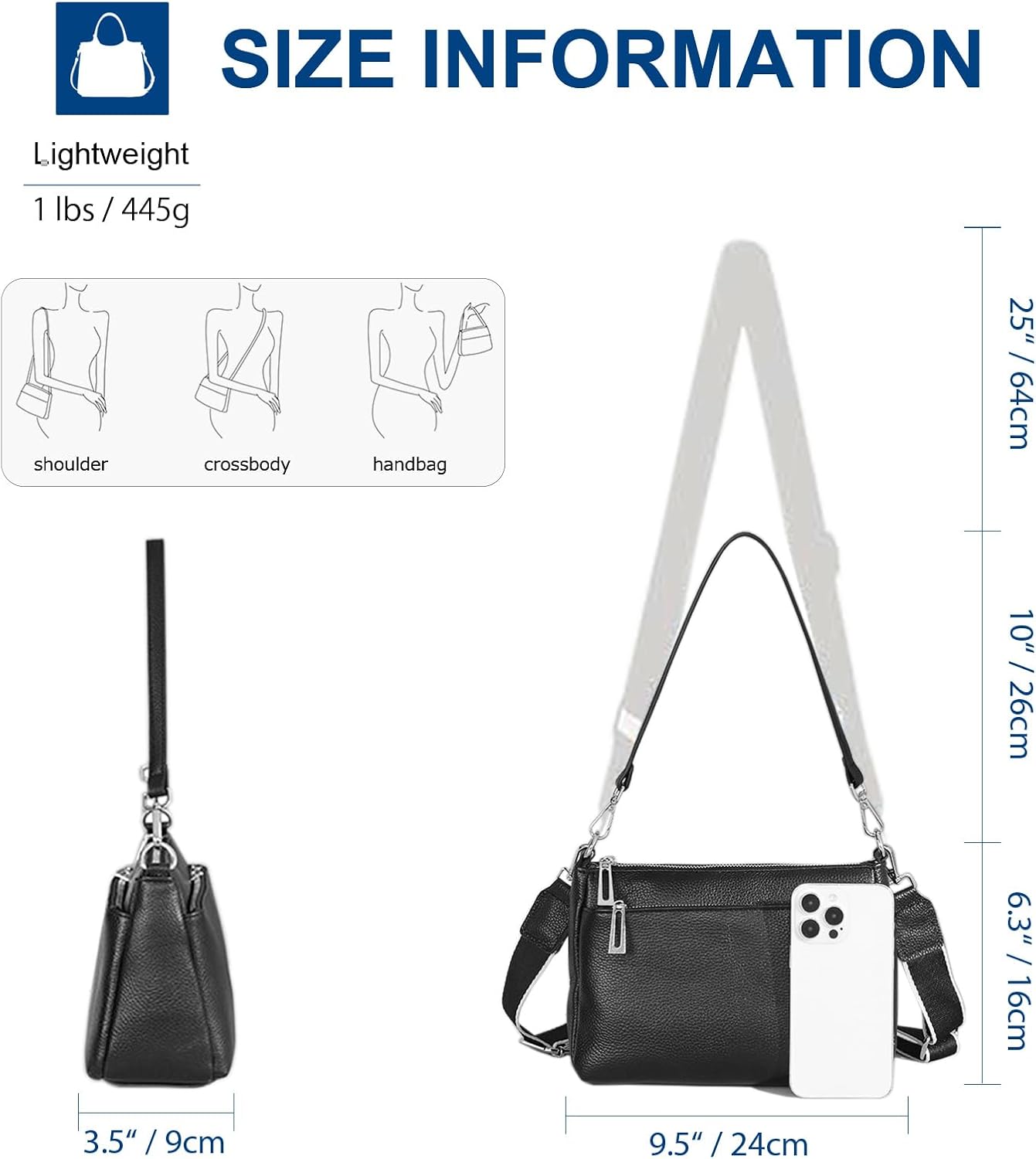 Sursee Genuine Leather Hobo Bag for Women Crossbody Shoulder Purses with Dual Straps - Image 3