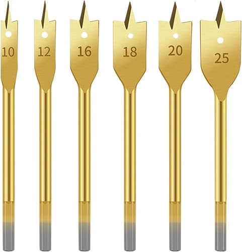 Taladro plano para carpintería de tres puntos, 0.394-0.984 in, chapado en titanio, juego de sierra de agujero hexagonal