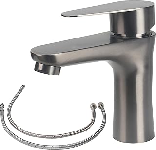 Comprar Minnhua Mezclador Monomando Lavabo de Acero Inoxidable 304, Grifo de Baño Lavabo con Manguera, Baño Temperatura Ajustable, Grifo Cocina,Tocador (Gris)
