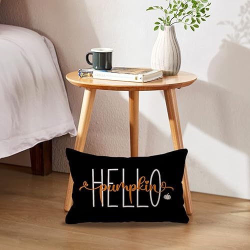 Miniatura 3 de Juego de 2 fundas de almohada de otoño grises de 12 x 20 pulgadas, fundas de almohada decorativas rectangulares y lumbares, fundas de cojín de Hello