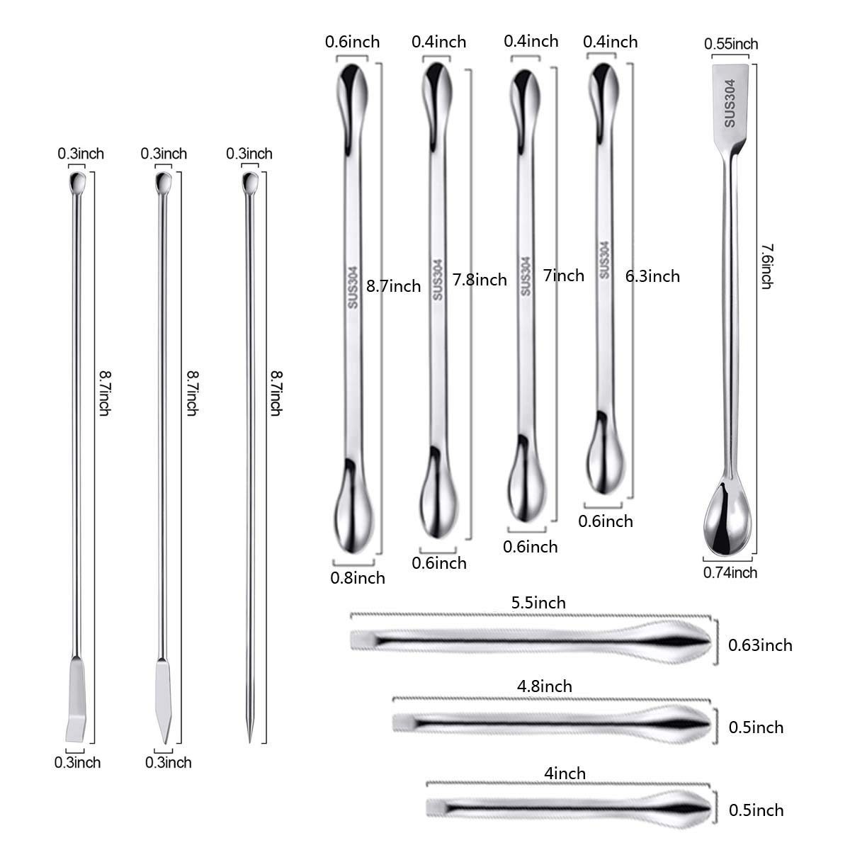 Aulufft 22 PCS Stainless Steel Lab Measuring Spoon Set,Lab Scoop and Spatula for Powders Gel Cap Filler, Capsule Filler,Laboratory Equipment: Industrial & Scientific