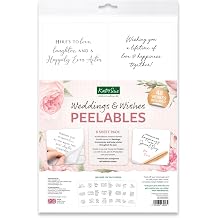 Katy Sue Designs Weddings & Wishes Peelables for Card Making, 48 Transparent Sentiment Stickers for Wedding Cards