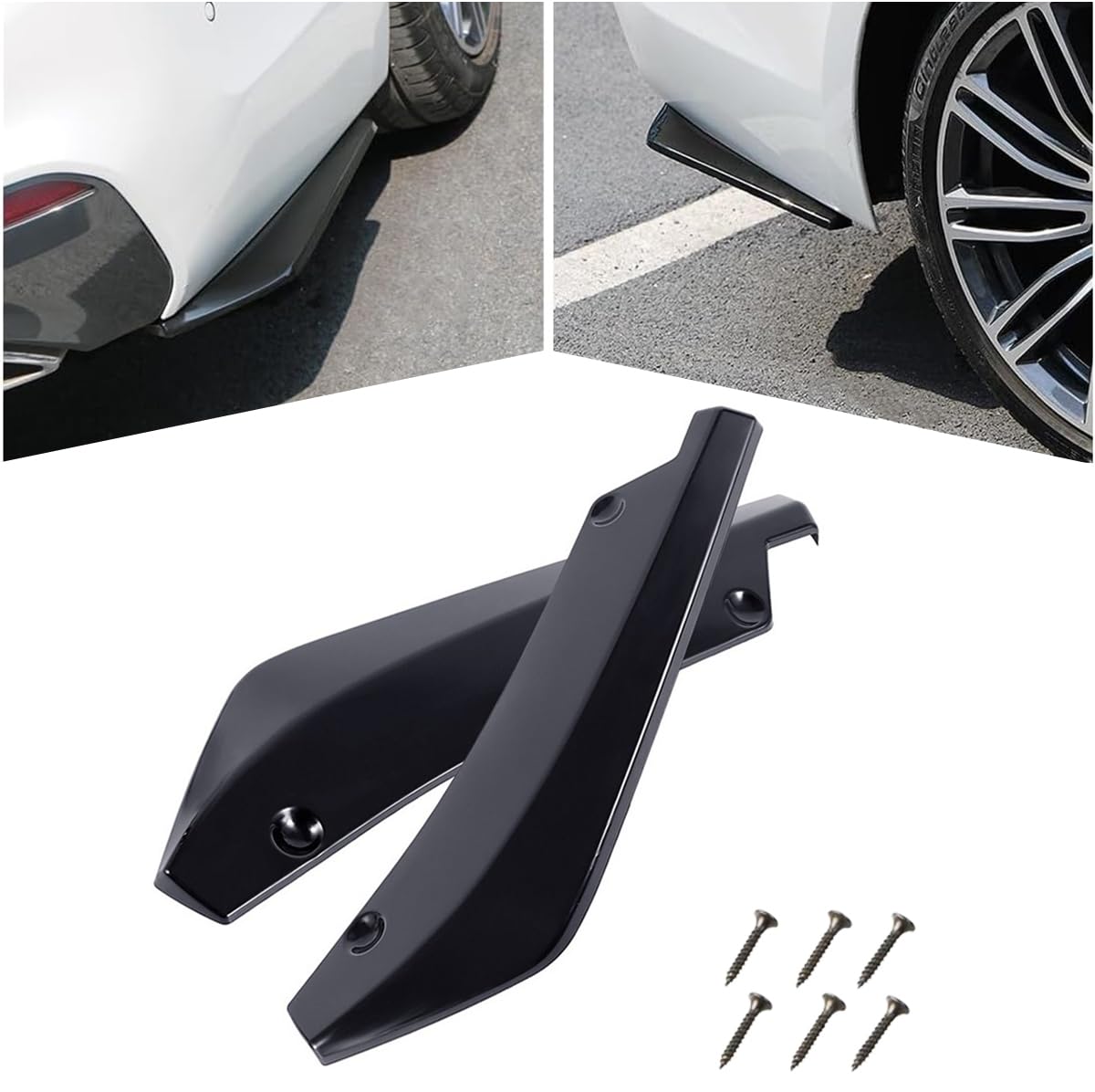 WEDSLK 2Pcs Rear Bumper Lip Side Corner Spoiler Kit for BMW 5 6 Series E60 E61 E63 E64, Rear Bumper Diffuser Spoilers for Cars, Skirt Side Fender,A/Black