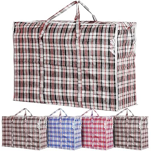 ZENQA Extra Large Strong Laundry Bags with Zips Storage Bags | Pack of 5 | Perfect for Laundry, Moving, Travel, Shopping and Storage | Waterproof Reusable with Handles Durable (XL - Pack of 5) Cover