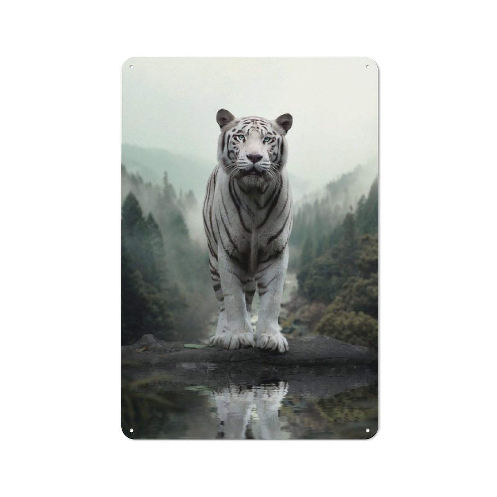 Junmoney White Tiger Kitchen Metal Sign 30X20cm, Country Style Kitchen Wall Decor For Restaurant, Kitchen, Counter Or Breakfast Nook