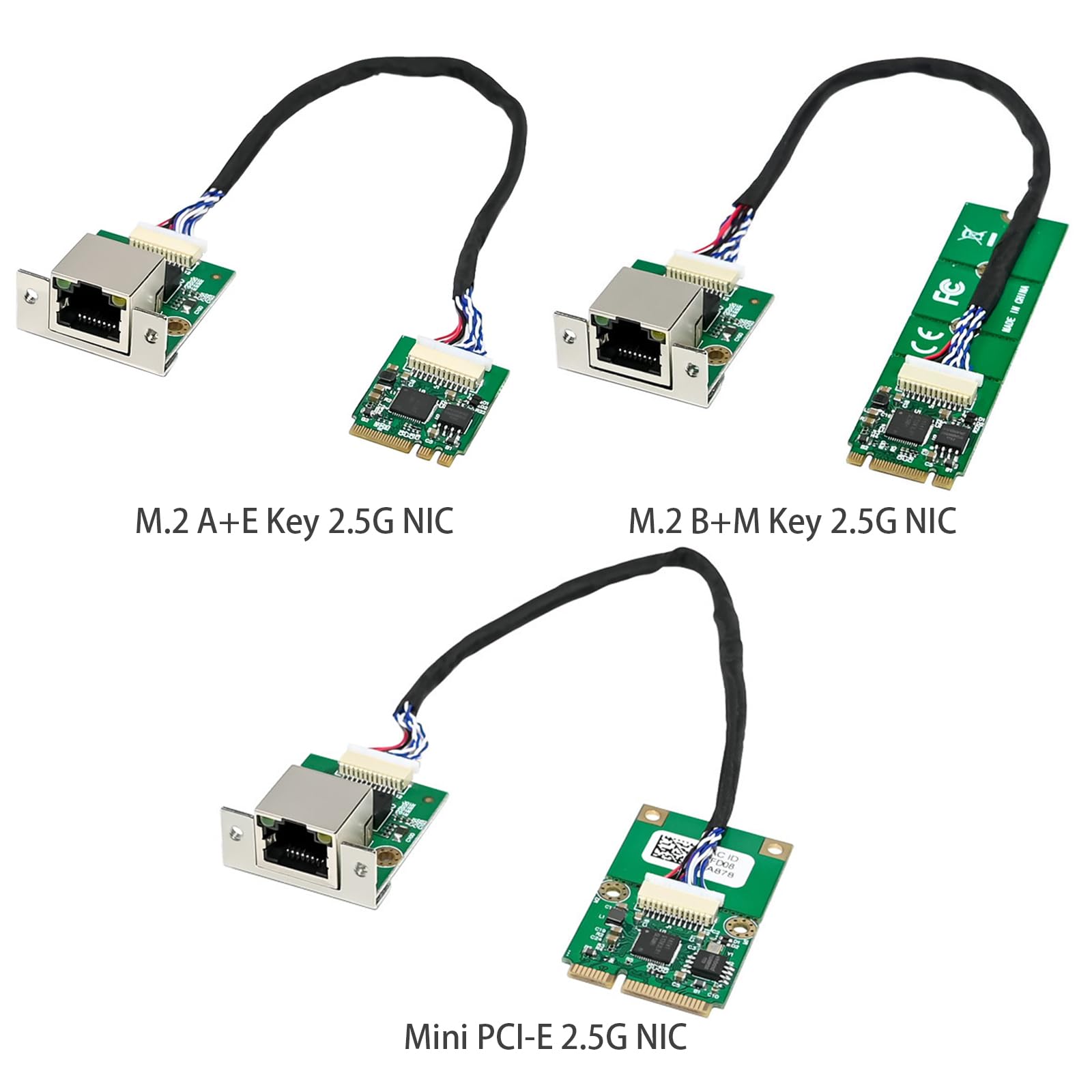 M.2 A+E Key to 2.5G Ethernet Adapter - NIC with Intel I226V, 100/1000/2500 Mbps RJ45 Stable Connection Cable Length 20cm, Compatible with OpenWRT | Windows | Linux | Server | PC | SBC (M.2 A+E Key) — view 3