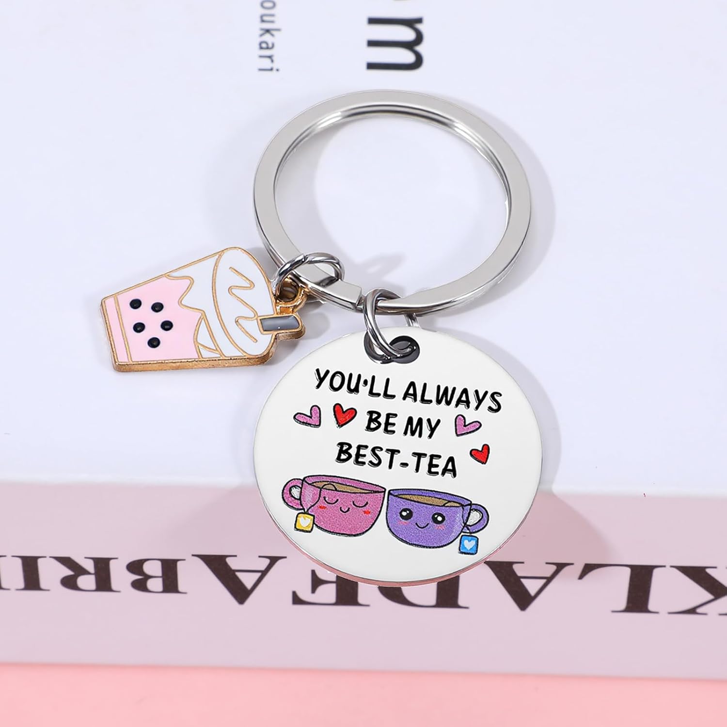Best Friend Keychain With Box for Women, Stainless Steel Key Chain, Funny Birthday Gift, Christmas Halloween Gifts for Women Long Distance Friendship Best Friend Graduation Coworker Friends - Image 4