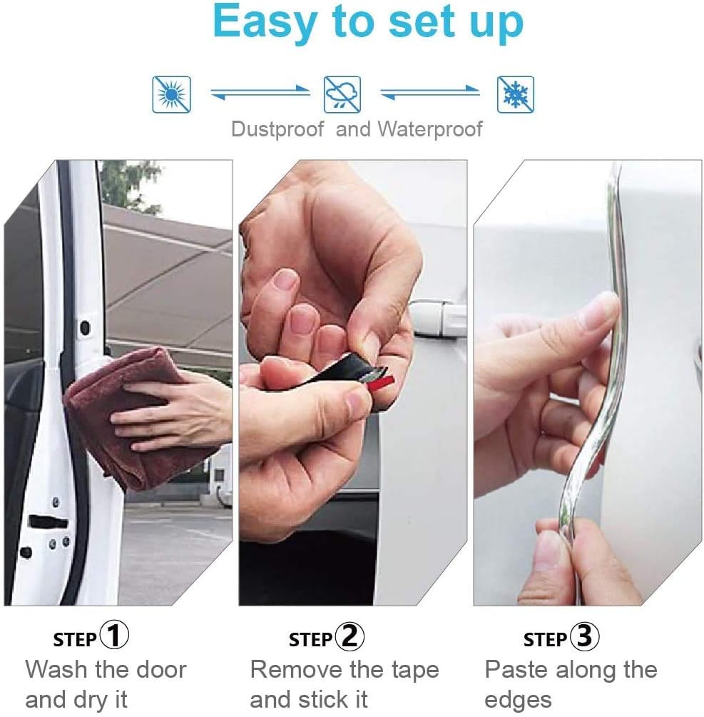 Car Door Edge Guards16FT(5M) U Shape Trim Molding Electroplated Glossy Rubber Seal Protector with Fits Most Cars(electroplated Silver)