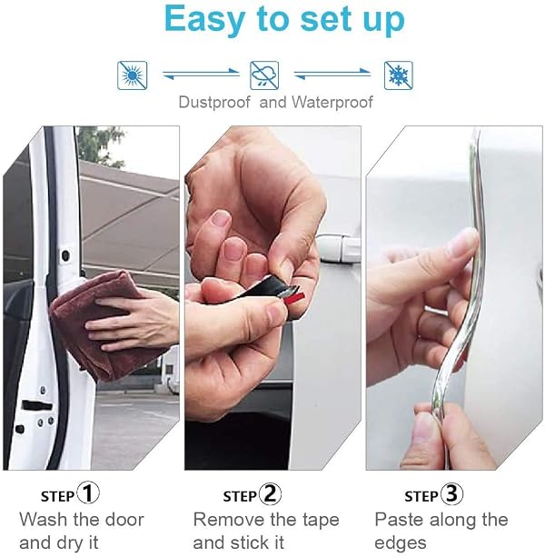 Car Door Edge Guards16FT(5M) U Shape Trim Molding Electroplated Glossy Rubber Seal Protector with Fits Most Cars(electroplated Silver) by FZD - Image 3