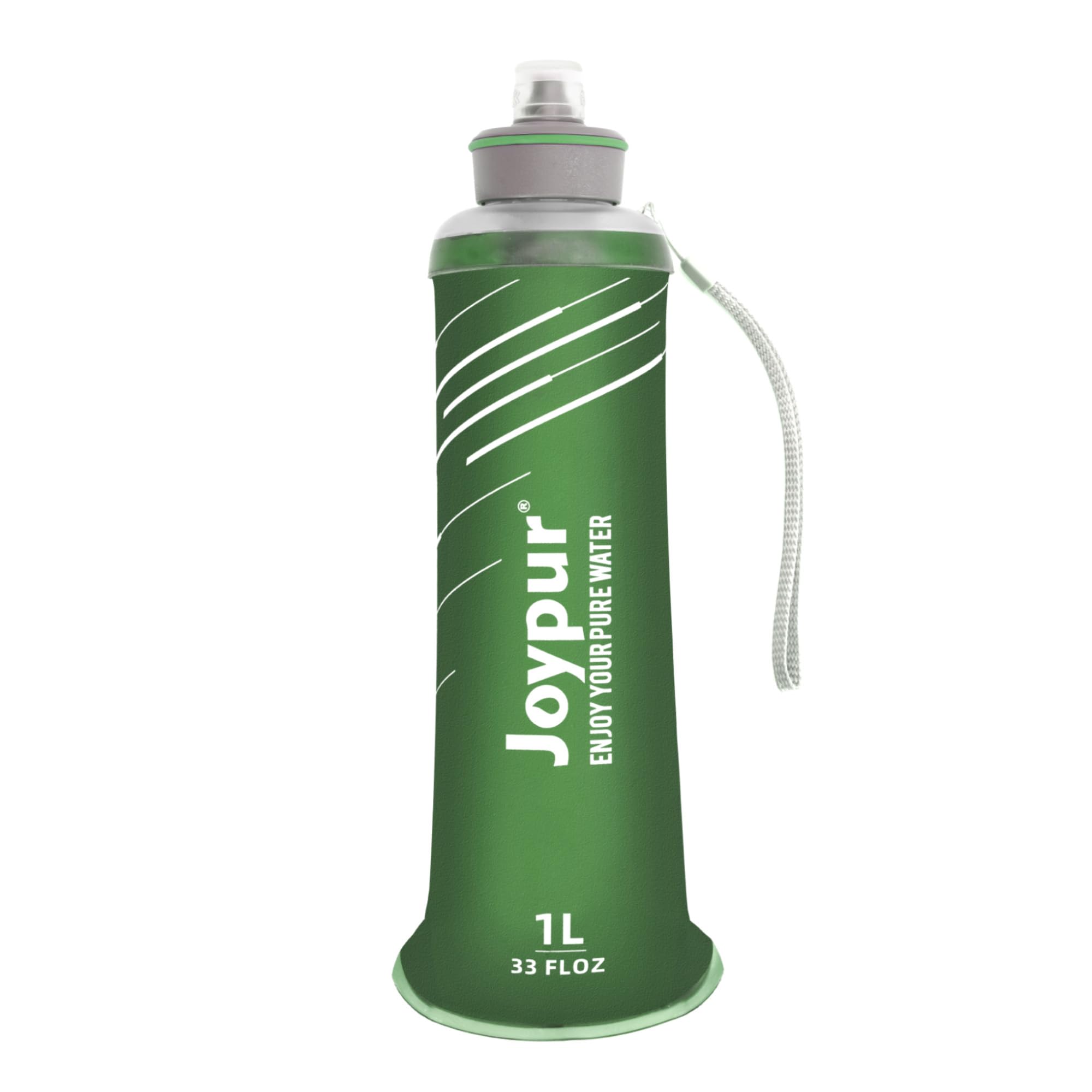 Bouteille Eau Pliable avec Filtre 1L, Filtre à Eau Portable 3 Couches, Élimine 99.9999% des Impuretés, Ultra-léger 100g, Pour Randonnée Camping Survie, TPU Qualité Alimentaire Vert