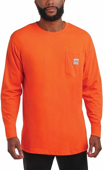 Bass Creek Outfitters Mens Long Sleeve Shirt - Heavyweight Crewneck Long Sleeve Work Shirts for Men with Pocket Tee M-XXL