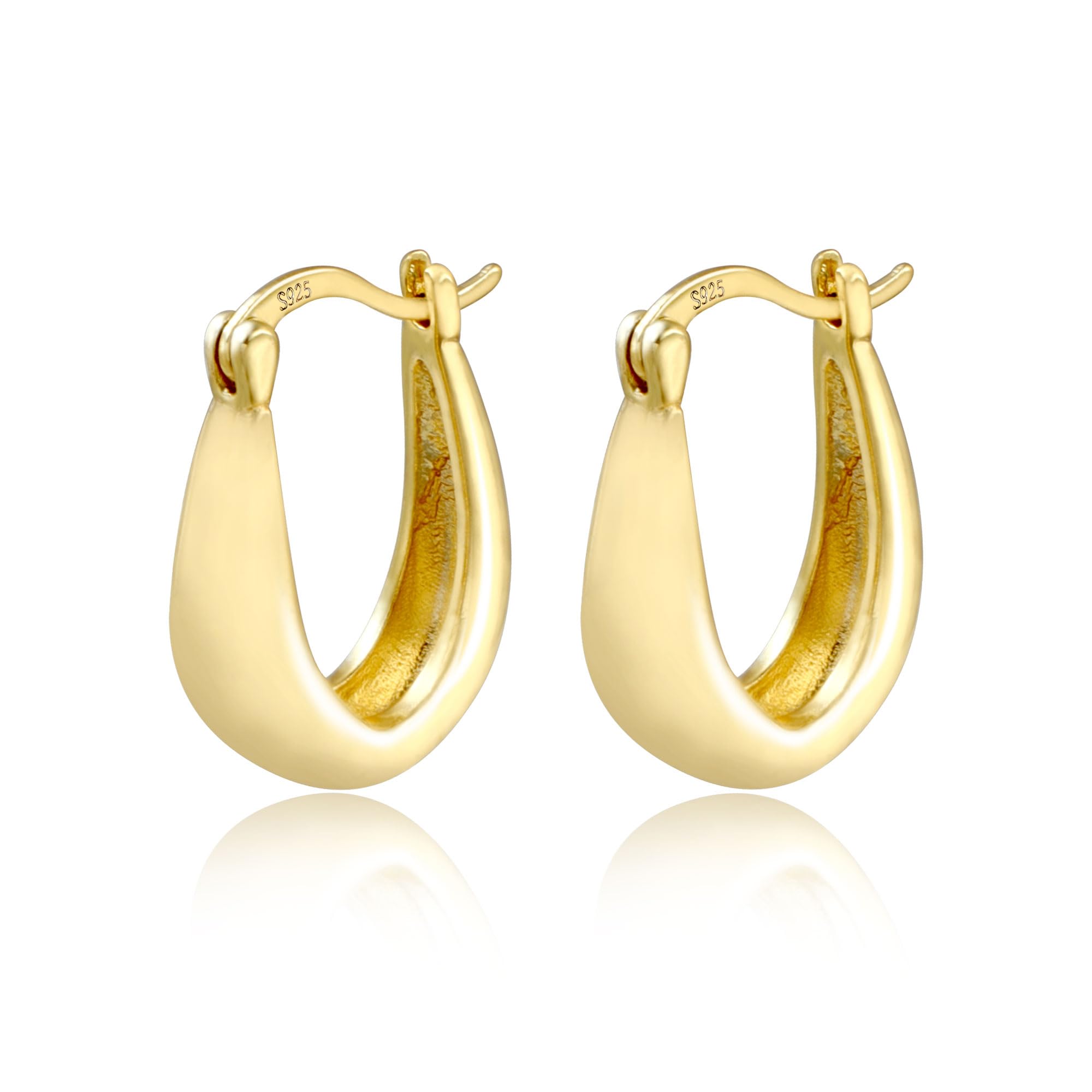 ALEXCRAFT Orecchini Donna Argento 925 a Cerchio Oro Placcato 14K/ Oro Bianco Cerchietti Piccoli con Confezione